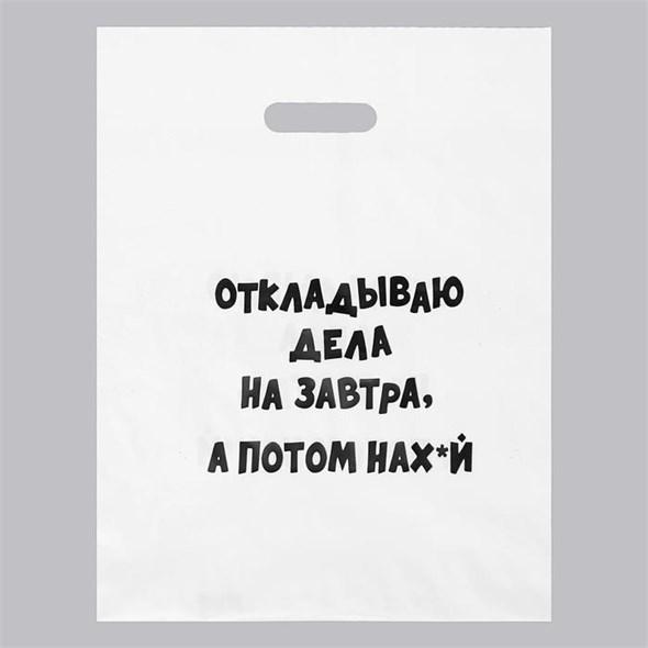 Пакет «Откладываю дела на завтра, а потом на нах*й» 31х40 см, 60 мкм 00000117433 - фото 61608