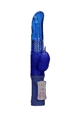 Вибро-ротатор Rotating Dolphin с клиторальным стимулятором синий, 23см 00000014939