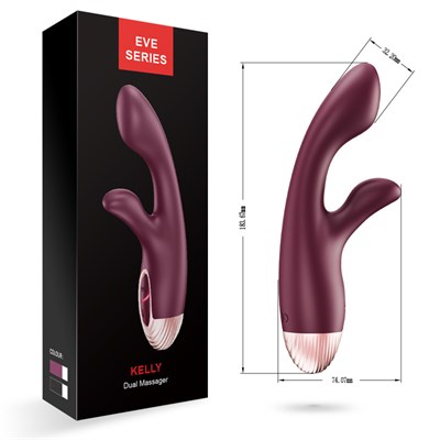 Вибратор кролик EVE series Kelly с подогревом, 7 режимов, бордовый силикон 00001308999