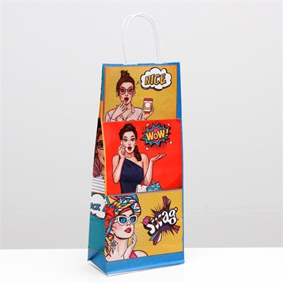 Пакет крафт 'Pop Art' красочный, 14*8*33 см 00000116898