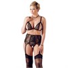 Комплект Cotelli Collection открытый бюст+пояс+стринги черный, XXL 00000014862 - фото 52861